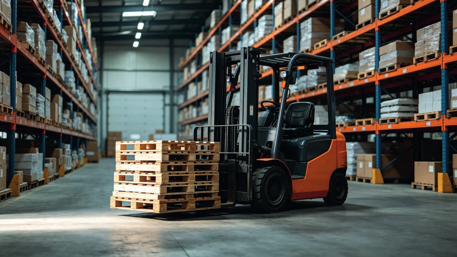 Industrial storage racks and material handling equipment, illustrative company profile imagery